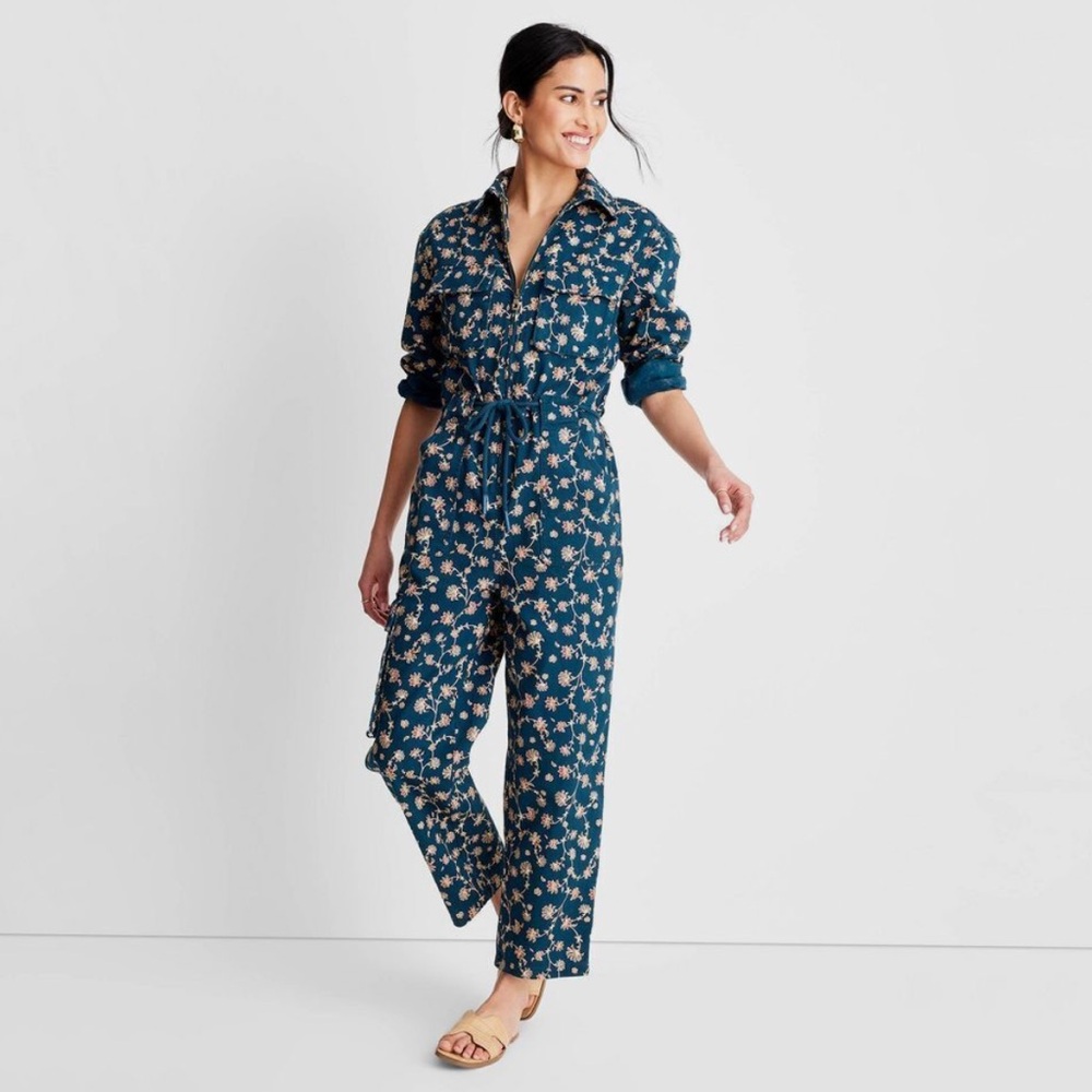 Future Collective by Jenny K Lopez Blue Floral Jumpsuit- Size 22